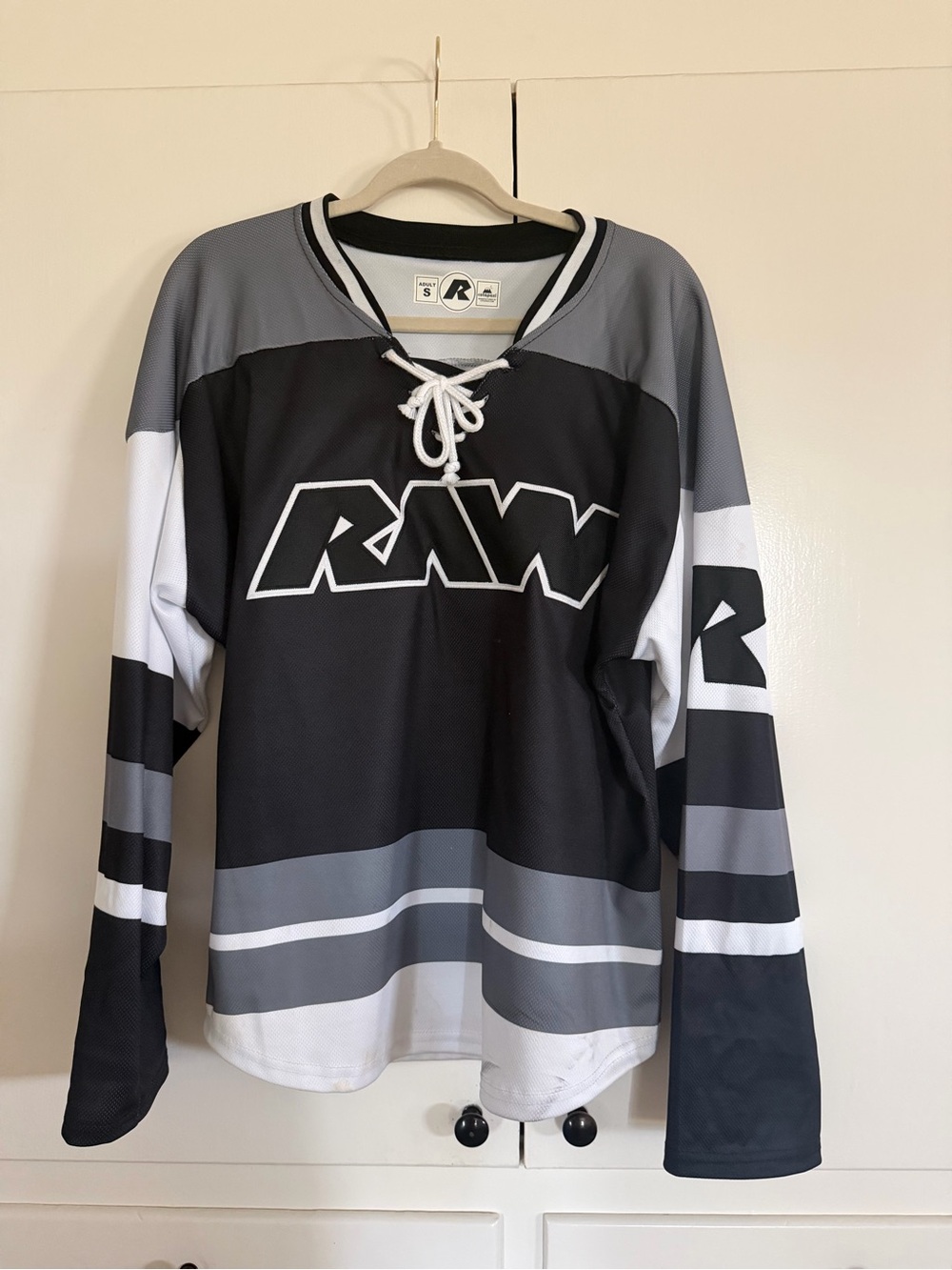 RAW Men’s Black & Gray Lace-Up Hockey Jersey